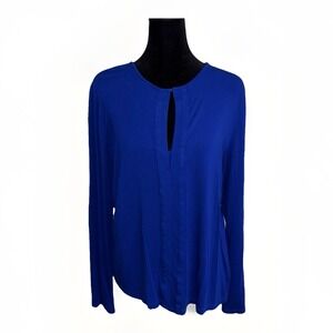 Lauren Ralph Lauren Blue‎ Tunic Classic Minimalist Keyhole Neckline Size XL EUC
